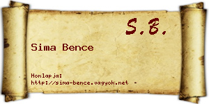 Sima Bence névjegykártya